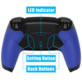 eXtremeRate Blue Rubberized Grip Remappable RISE4 Remap Kit for PS5 Controller BDM-030/040, Upgrade Board & Redesigned White Back Shell & 4 Black Back Buttons for PS5 Controller - Controller NOT Included - YPFU6003G3