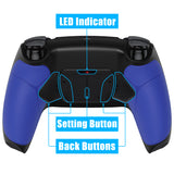eXtremeRate Blue Rubberized Grip Remappable RISE4 Remap Kit for PS5 Controller BDM-030, Upgrade Board & Redesigned White Back Shell & 4 Black Back Buttons for PS5 Controller - Controller NOT Included - YPFU6003G3