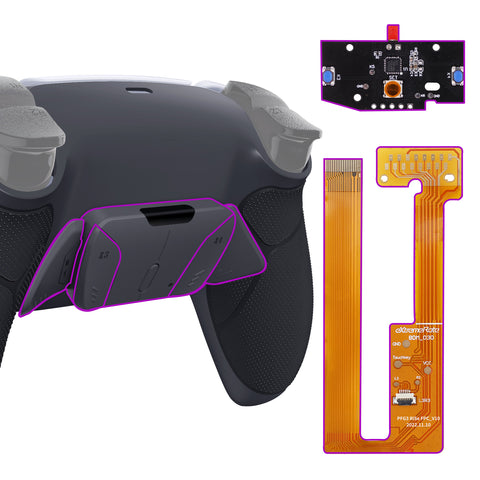 eXtremeRate Rubberized Classic Gray & Dark Gray Remappable RISE4 Remap Kit for PS5 Controller BDM-030, Upgrade Board & Redesigned Back Shell & 4 White Back Buttons for PS5 Controller - Controller NOT Included - YPFU6013G3