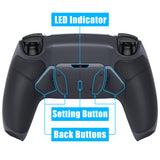 eXtremeRate Dark Gray Rubberized Grip Remappable RISE4 Remap Kit for PS5 Controller BDM-010 & BDM-020, Upgrade Board & Redesigned Classic Gray Back Shell & 4 Back Buttons for PS5 Controller - Controller NOT Included - YPFU6013