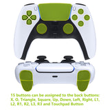 eXtremeRate Rubberized Green Grip Remappable RISE 4.0 Remap Kit for ps5 Controller BDM-030, Upgrade Board & Redesigned Black Back Shell & 4 Back Buttons for ps5 Controller - Controller NOT Included - YPFU6004G3