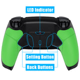 eXtremeRate Rubberized Green Grip Remappable RISE 4.0 Remap Kit for ps5 Controller BDM-030, Upgrade Board & Redesigned Black Back Shell & 4 Back Buttons for ps5 Controller - Controller NOT Included - YPFU6004G3