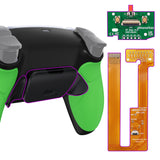 eXtremeRate Rubberized Green Grip Remappable RISE Remap Kit for PS5 Controller BDM-030, Upgrade Board & Redesigned Black Back Shell & Back Buttons for PS5 Controller - Controller NOT Included - XPFU6004G3