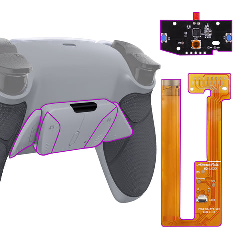 eXtremeRate Rubberized New Hope Gray & Classic Gray Remappable RISE4 Remap Kit for PS5 Controller BDM-030, Upgrade Board & Redesigned Back Shell & 4 White Back Buttons for PS5 Controller - Controller NOT Included - YPFU6012G3