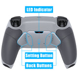 eXtremeRate Rubberized New Hope Gray & Classic Gray Remappable RISE4 Remap Kit for PS5 Controller BDM-030/040, Upgrade Board & Redesigned Back Shell & 4 White Back Buttons for PS5 Controller - Controller NOT Included - YPFU6012G3