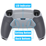 eXtremeRate Rubberized New Hope Gray & Classic Gray Remappable RISE4 Remap Kit for PS5 Controller BDM-030, Upgrade Board & Redesigned Back Shell & 4 White Back Buttons for PS5 Controller - Controller NOT Included - YPFU6012G3