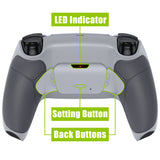 eXtremeRate Rubberized Classic Gray Grip Remappable RISE Remap Kit for PS5 Controller BDM-030/040,, Upgrade Board & Redesigned New Hope Gray Back Shell & Back Buttons for PS5 Controller - Controller NOT Included - XPFU6012G3