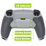 eXtremeRate Rubberized Classic Gray Grip Remappable RISE Remap Kit for PS5 Controller BDM-030, Upgrade Board & Redesigned New Hope Gray Back Shell & Back Buttons for PS5 Controller - Controller NOT Included - XPFU6012G3
