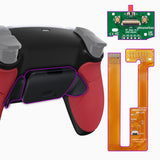 eXtremeRate Rubberized Red Grip Remappable RISE Remap Kit for PS5 Controller BDM-030, Upgrade Board & Redesigned Black Back Shell & Back Buttons for PS5 Controller - Controller NOT Included - XPFU6005G3