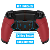 eXtremeRate Rubberized Red Grip Remappable Real Metal Buttons (RMB) Version RISE4 Remap Kit for PS5 Controller BDM-030/040, Upgrade Board & Redesigned Black Back Shell & 4 Back Buttons for PS5 Controller - YPFJ7004G3