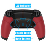 eXtremeRate Rubberized Red Grip Remappable Real Metal Buttons (RMB) Version RISE4 Remap Kit for PS5 Controller BDM-030, Upgrade Board & Redesigned Black Back Shell & 4 Back Buttons for PS5 Controller - YPFJ7004G3