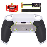 eXtremeRate Silver Real Metal Buttons (RMB) Version RISE 2.0 Remap Kit with White Black Rubberized Grip Back Shell & Upgraded Remappable Back Buttons Attachment for PS5 Controller BDM-010 & BDM-020 - XPFJ7010