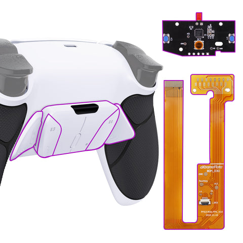 eXtremeRate White Black Rubberized Grip Remappable RISE4 Remap Kit for PS5 Controller BDM-030, Upgrade Board & Redesigned Back Shell & 4 White Back Buttons for PS5 Controller - Controller NOT Included - YPFU6011G3