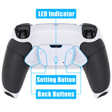 eXtremeRate White Black Rubberized Grip Remappable RISE4 Remap Kit for PS5 Controller BDM-030, Upgrade Board & Redesigned Back Shell & 4 White Back Buttons for PS5 Controller - Controller NOT Included - YPFU6011G3