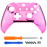 eXtremeRate Chrome Pink Edition Front Housing Shell Faceplate for Xbox One S & Xbox One X Controller (Model 1708) - SXOFD06