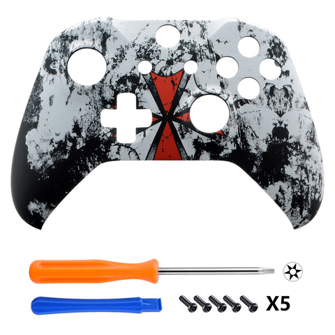 eXtremeRate Soft Touch Grip Biohazard Front Housing Shell Faceplate for Microsoft Xbox One X & One S Controller - SXOFT06X