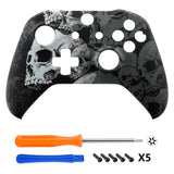 eXtremeRate Lonely Skull Faceplate Soft Touch Front Housing Shell Comfortable Soft Grip Replacement Kit for Xbox One X & One S Controller - SXOFT08X