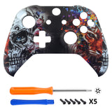 eXtremeRate Tiger Skull Soft Touch Grip Front Housing Shell, Comfortable Faceplate Cover Replacement Kit for Xbox One S & Xbox One X Controller - SXOFT22X