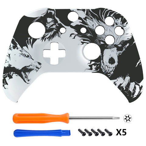 eXtremeRate New Wolve Soul Faceplate Cover Soft Touch Front Housing Shell Comfortable Soft Grip Replacement Kit for Microsoft Xbox One X & One S Controller - SXOFT59X