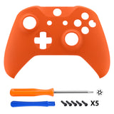 eXtremeRate Orange Faceplate Cover Soft Touch Front Housing Shell Case Comfortable Soft Grip Replacement Kit for Microsoft Xbox One X & One S Controller - SXOFX02