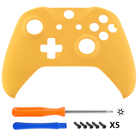 eXtremeRate Caution Yellow Soft Touch Faceplate Cover Front Housing Shell Case Replacement Kit for Xbox One S & Xbox One X Controller (Model 1708)  - SXOFX16