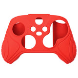 PlayVital Samurai Edition Passion Red Anti-slip Controller Grip Silicone Skin, Ergonomic Soft Rubber Protective Case Cover for Xbox Series S/X Controller with Black Thumb Stick Caps - WAX3014