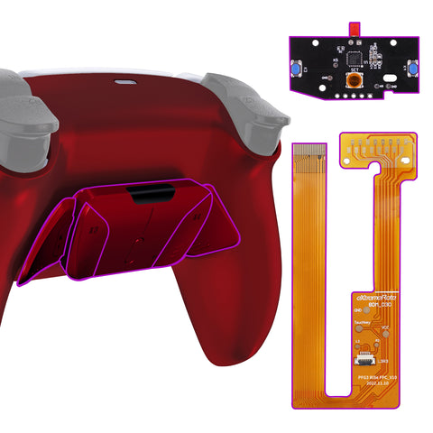 eXtremeRate Scarlet Red Remappable RISE4 Remap Kit for ps5 Controller BDM-030/040, Upgrade Board & Redesigned Back Shell & 4 Back Buttons for ps5 Controller - Controller NOT Included - YPFP3007G3