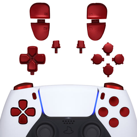 eXtremeRate Replacement D-pad R1 L1 R2 L2 Triggers Share Options Face Buttons, Scarlet Red Full Set Buttons Compatible with ps5 Controller BDM-030 - Controller NOT Included - JPF1003G3