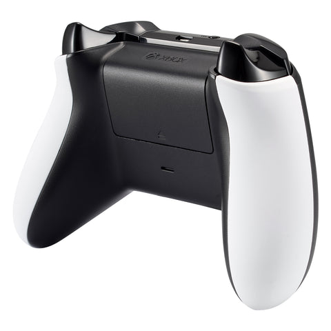 eXtremeRate White Soft Touch Grip Back Panels, Comfortable Non-Slip Side Rails Handles, Game Improvement Replacement Parts for Xbox One X & One S Controller - SXOJ0106