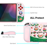 PlayVital ZealProtect Soft Protective Case for Switch OLED, Flexible Protector Joycon Grip Cover for Switch OLED with Thumb Grip Caps & ABXY Direction Button Caps - Watermelon Sweet Treats - XSOYV6034