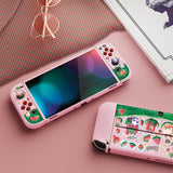 PlayVital ZealProtect Soft Protective Case for Switch OLED, Flexible Protector Joycon Grip Cover for Switch OLED with Thumb Grip Caps & ABXY Direction Button Caps - Watermelon Sweet Treats - XSOYV6034