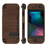 PlayVital Wooden Grain Back Cover for NS Switch Console, NS Joycon Handheld Controller Separable Protector Hard Shell, Soft Touch Customized Dockable Protective Case for NS Switch - NTS202