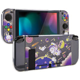 PlayVital Space Cat Protective Case for NS, Soft TPU Slim Case Cover for NS Joycon Console with Colorful ABXY Direction Button Caps - NTU6031