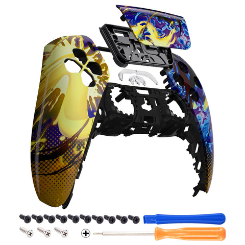 eXtremeRate Splattering Fighting Front Housing Shell Compatible with ps5 Controller BDM-010 BDM-020 BDM-030, DIY Replacement Shell Custom Touch Pad Cover Compatible with ps5 Controller - ZPFT1098G3