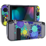 PlayVital Splattering Paint Protective Case for NS, Soft TPU Slim Case Cover for NS Joycon Console with Colorful ABXY Direction Button Caps - NTU6030G2
