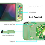 PlayVital ZealProtect Soft Protective Case for Switch OLED, Flexible Protector Joycon Grip Cover for Switch OLED with Thumb Grip Caps & ABXY Direction Button Caps - Strawberry Bunny - XSOYV6036