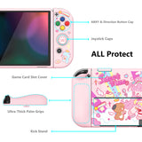 PlayVital ZealProtect Soft Protective Case for Switch OLED, Flexible Protector Joycon Grip Cover for Switch OLED with Thumb Grip Caps & ABXY Direction Button Caps - Sweet Time - XSOYV6027