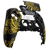 eXtremeRate The Great GOLDEN Wave Off Kanagawa - Black Front Housing Shell Compatible with ps5 Controller BDM-010/020/030/040, DIY Replacement Shell Custom Touch Pad Cover Compatible with ps5 Controller - ZPFT1094G3