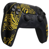 eXtremeRate The Great GOLDEN Wave Off Kanagawa - Black Front Housing Shell Compatible with ps5 Controller BDM-010/020/030/040, DIY Replacement Shell Custom Touch Pad Cover Compatible with ps5 Controller - ZPFT1094G3