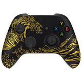 eXtremeRate The Great GOLDEN Wave Off Kanagawa - Black Replacement Part Faceplate, Soft Touch Grip Housing Shell Case for Xbox Series S & Xbox Series X Controller Accessories - Controller NOT Included - FX3T188