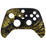 eXtremeRate The Great GOLDEN Wave Off Kanagawa - Black Replacement Part Faceplate, Soft Touch Grip Housing Shell Case for Xbox Series S & Xbox Series X Controller Accessories - Controller NOT Included - FX3T188