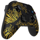 eXtremeRate The Great GOLDEN Wave Off Kanagawa - Black Replacement Part Faceplate, Soft Touch Grip Housing Shell Case for Xbox Series S & Xbox Series X Controller Accessories - Controller NOT Included - FX3T188