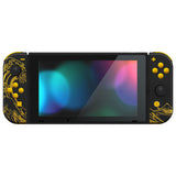 eXtremeRate The Great GOLDEN Wave Off Kanagawa - Black Back Plate for Nintendo Switch Console, NS Joycon Handheld Controller Housing with Colorful Buttons, DIY Replacement Shell for Nintendo Switch - QT120