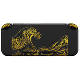 eXtremeRate The Great GOLDEN Wave Off Kanagawa - Black Back Plate for Nintendo Switch Console, NS Joycon Handheld Controller Housing with Colorful Buttons, DIY Replacement Shell for Nintendo Switch - QT120