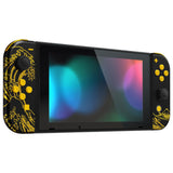 eXtremeRate The Great GOLDEN Wave Off Kanagawa - Black Back Plate for Nintendo Switch Console, NS Joycon Handheld Controller Housing with Colorful Buttons, DIY Replacement Shell for Nintendo Switch - QT120