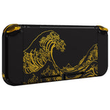 eXtremeRate The Great GOLDEN Wave Off Kanagawa - Black Back Plate for Nintendo Switch Console, NS Joycon Handheld Controller Housing with Colorful Buttons, DIY Replacement Shell for Nintendo Switch - QT120