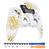 eXtremeRate The Great GOLDEN Wave Off Kanagawa - White Front Housing Shell Compatible with ps5 Controller BDM-010/020/030/040, DIY Replacement Shell Custom Touch Pad Cover Compatible with ps5 Controller - ZPFT1095G3