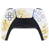 eXtremeRate The Great GOLDEN Wave Off Kanagawa - White Front Housing Shell Compatible with ps5 Controller BDM-010/020/030/040, DIY Replacement Shell Custom Touch Pad Cover Compatible with ps5 Controller - ZPFT1095G3