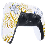 eXtremeRate The Great GOLDEN Wave Off Kanagawa - White Front Housing Shell Compatible with ps5 Controller BDM-010 BDM-020 BDM-030, DIY Replacement Shell Custom Touch Pad Cover Compatible with ps5 Controller - ZPFT1095G3