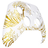 eXtremeRate The Great GOLDEN Wave Off Kanagawa - White Replacement Part Faceplate, Soft Touch Grip Housing Shell Case for Xbox Series S & Xbox Series X Controller Accessories - Controller NOT Included - FX3T189